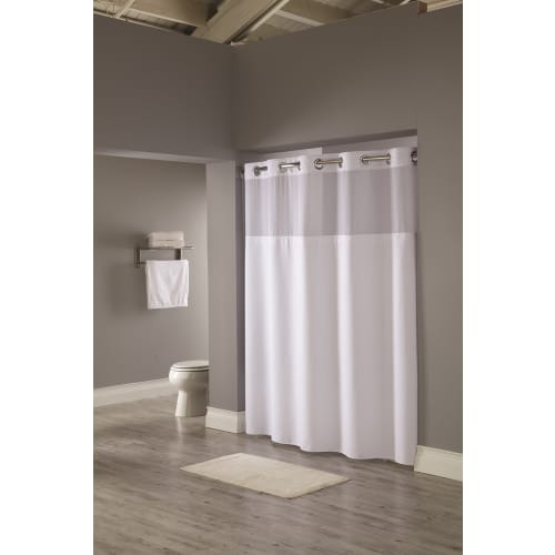 Hookless® Reflection Shower Curtain with Snap-in Liner, Polyester, 71"x77", White